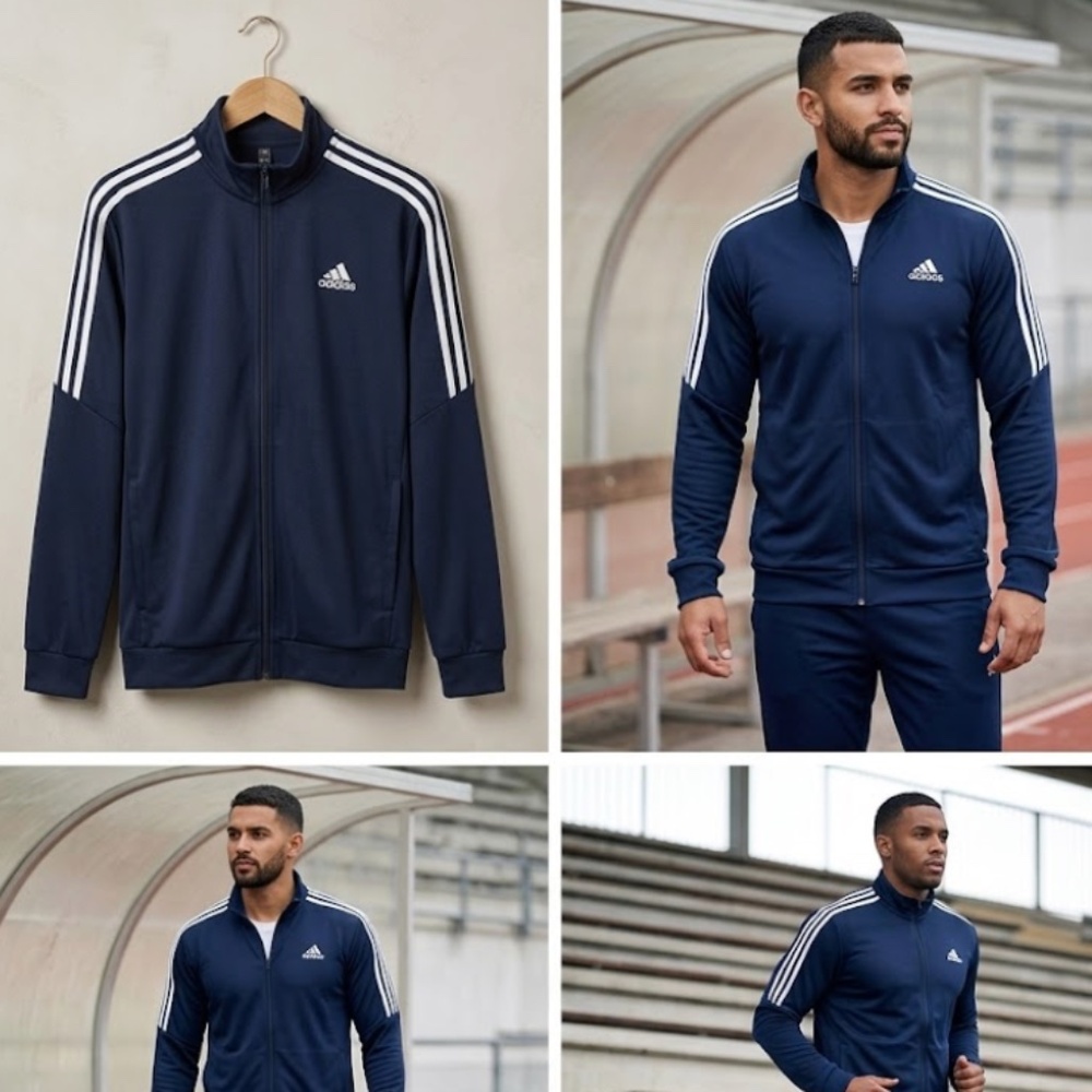 Adidas Men’s XL Navy Blue Tiro Track Jacket White 3-Stripe Full Zip